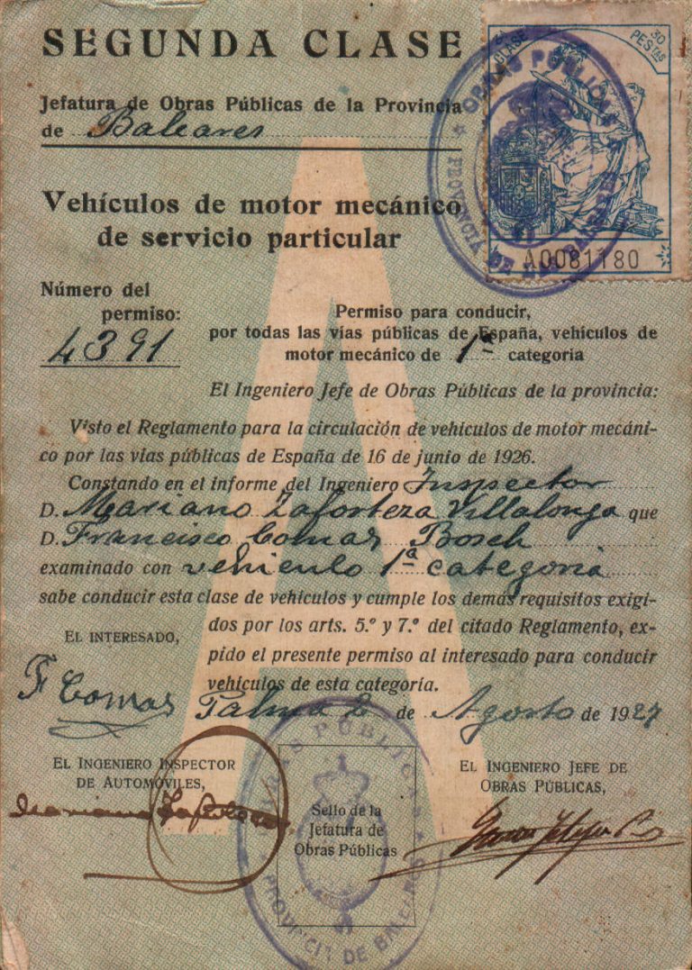 Carnet de conducir – 1927